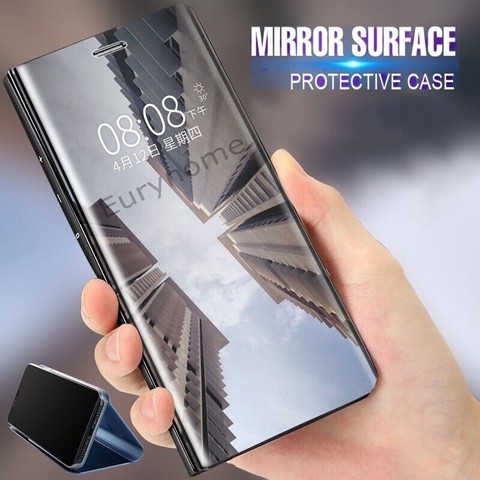 Mirror Smart Case For Xiaomi Redmi Note 9 Pro Max Case Clear View PU Leather Kickstand Flip Cover For Xiaomi Redmi Note 9S 8 Pro ► Photo 1/6
