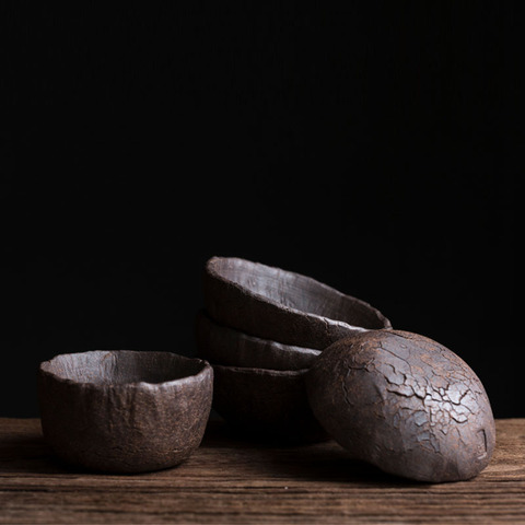 Simple Art Retro Stoneware Small Tea Cup Japanese Home Office Tea Set Single Ceramic Small Drinking Cup Retro Handmade Hat Bowl ► Photo 1/6
