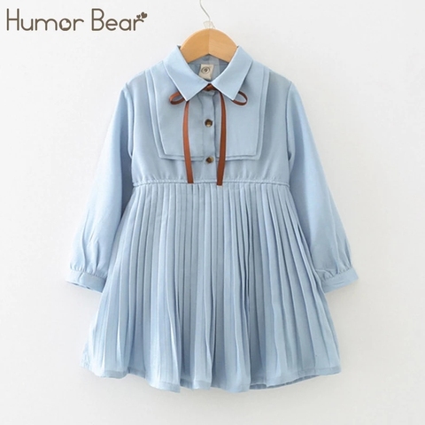 Humor Bear Baby Girls Dress 2022 School Student Brand New Spring & Autumn Bow Long Sleeve Dress Kids Clothing Princess Dresses ► Photo 1/6