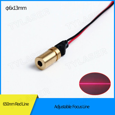 D6X13mm Focusable 650nm 1mw 5mw 10mw Red Line Laser Module  Adjustable Focus ► Photo 1/4