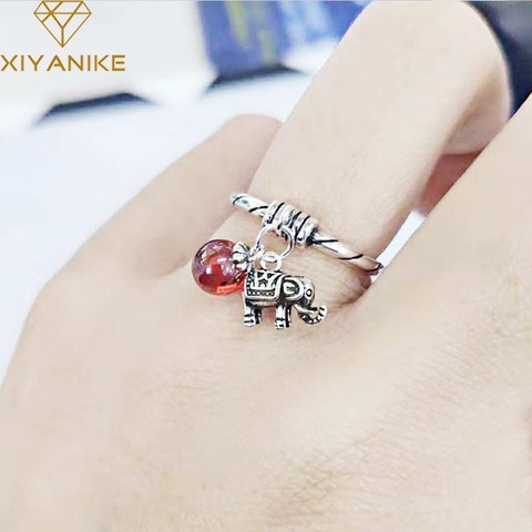 XIYANIKE 925 Sterling Silver Engagement Ring for Women Couple Vintage Simple Elephant Pendant Handmade Finger Jewelry Gifts ► Photo 1/5
