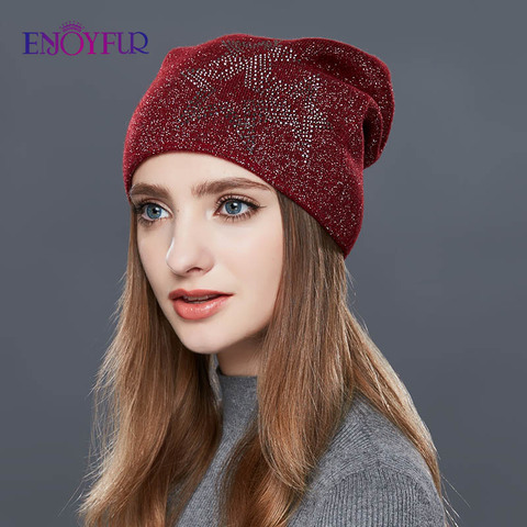 ENJOYFUR Slouchy Winter Hat Wool Knitted Women's Hats Gravity Falls Cap Girl Thick Warm Skullies Beanies ► Photo 1/6