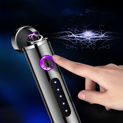 Electric Metal Lighters Smoking Windproof Dual Arc Plasma Rechargeable USB Lighter hqd Disposable Cigarette Men Gadgets ► Photo 1/6