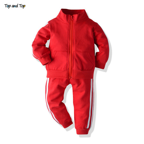 Top and Top Autumn Fashion Infant Baby Boy Casual Clothes Set Striped Zipper Tops+Trousers Tracksuit Toddler Girls Clothing ► Photo 1/6