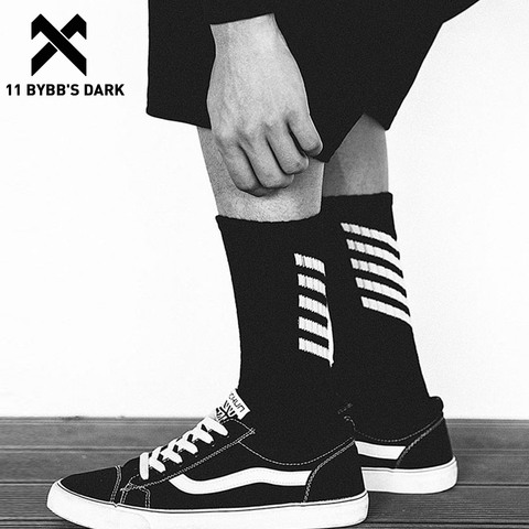 11 BYBB'S DARK 3 Pairs Hip Hop Men Long Socks Korean Skateboard Black White Striped Printed Happy Socks Unisex Women Men ► Photo 1/6