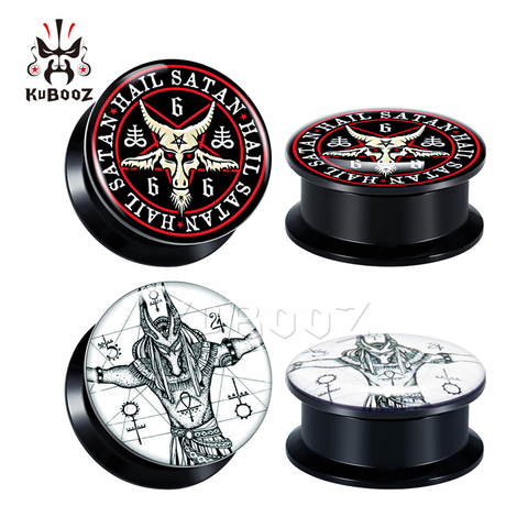KUBOOZ Top Quality Pentagram Sheep Head Acrylic Ear Piercing Plugs Tunnels Expanders Body Jewelry Ear Screw Gauges Expanders ► Photo 1/6