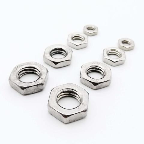 2/25pcs M2.5 M3 M4 M5 M6 M8 M10 M12 M14 M16 304 A2-70 Stainless Steel Flat Hex Hexagon Thin Nut Jam Nut DIN439 GB6172 ► Photo 1/6