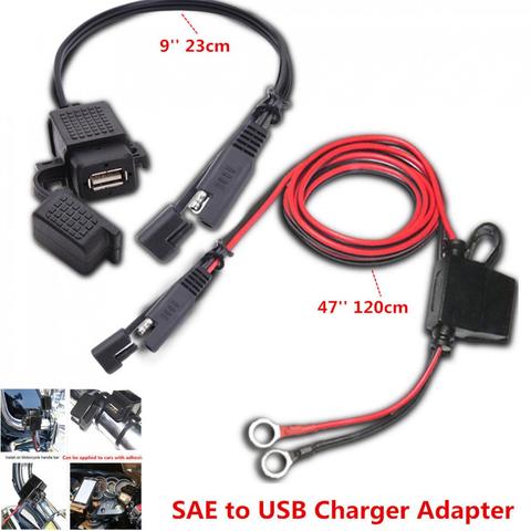 12V Waterproof Motorcycle SAE to USB Phone GPS MP4 Charger Cable Adapter Motorbike Inline Fuse Power Supply ► Photo 1/6