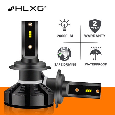 HLXG H7 Led H4 Car Headlight Bulbs H1 LED H11 H8 HB3 9005 HB4 9006 Fog Lamps 6500K 4300K 5000K 12V 20000LM Auto Nebbia With ZES ► Photo 1/6