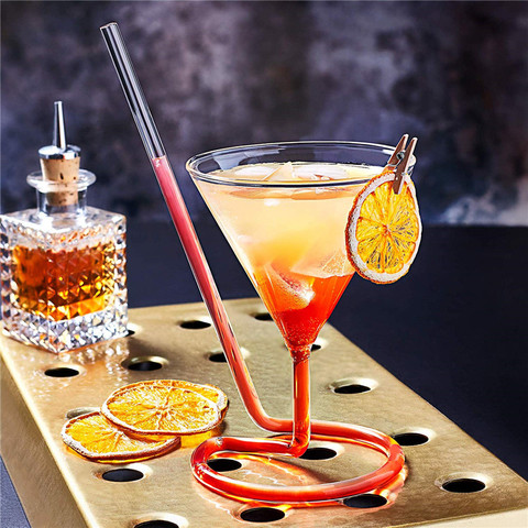 220ml Cocktail Glass Creative Screw Spiral Straw Molecule Wine Glass Champagne Goblet Party Bar Drinking Glasses Kitchen Tools ► Photo 1/6