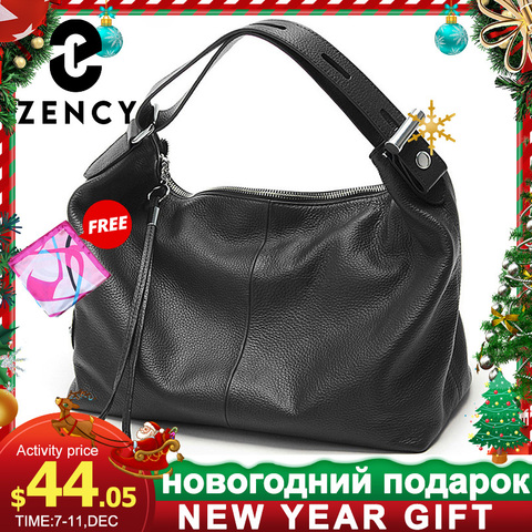 Zency 100% Genuine Leather OL Style Women Tote Bag Fashion Lady Shoulder Bags Classic Handbag Satchel Crossbody Messenger Purse ► Photo 1/6