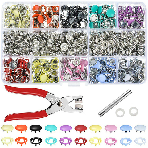 Plier Tool + 100/200 Set 10 Color Metal Sewing Buttons Hollow/Solid Prong Press Studs Snap Fasteners for Installing Clothes Bags ► Photo 1/6