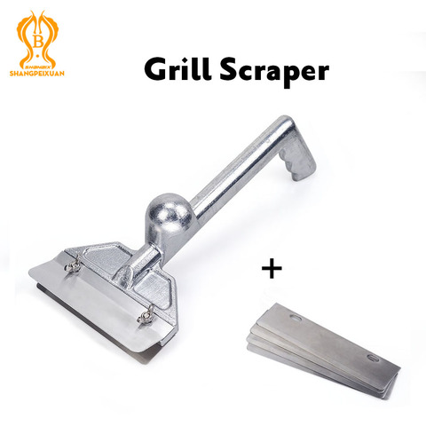 Heavy Duty Outdoor Grill Scrapers, Casting Aluminum Commercial Griddle Scraper with 5 Blades and Small Slant Edge Grill Scraper ► Photo 1/6