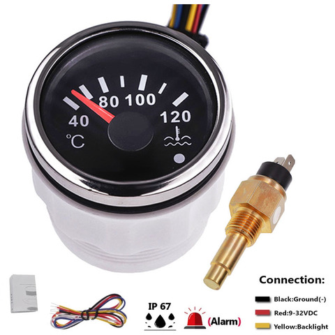 40~120 Celsius Boat Car Digital Water Temperature Gauge Auto Car Water Temp Sensor High Quality 52 mm Gauge 12V/24V ► Photo 1/6