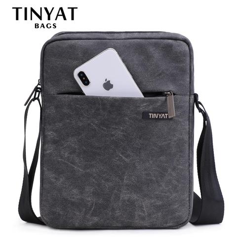 TINYAT Men's Bags Light Canvas Shoulder Bag For 7.9' Ipad Casual Crossbody Bags Waterproof Business Shoulder bag For Men ► Photo 1/6