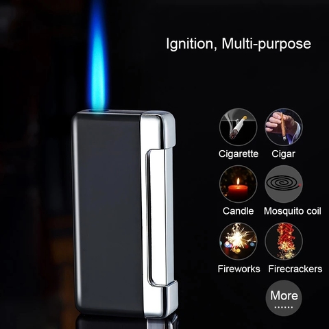 New Cigarette Torch Lighter Press Ignition Metal Jet Lighter Blue Flame Refillable Butane Gas Windproof Cigar Lighters Dropship ► Photo 1/6