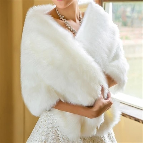 Hot Sale Cheap Elegant Warm Fur Bolero Wedding Wrap Shawl Bridal Jacket Coat Accessories Wedding Cape Coat ► Photo 1/1