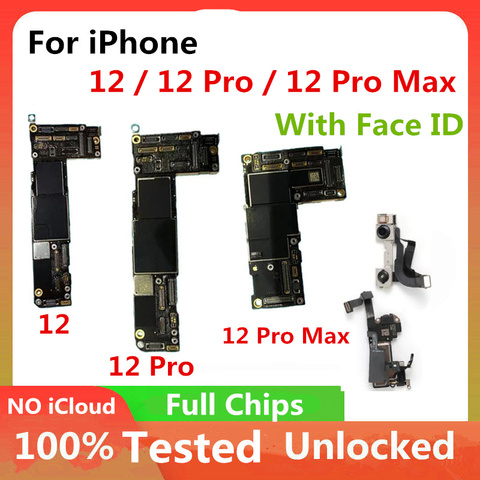 For IPhone 11 / 11 Pro / 11 Pro Max / 12 / 12 Pro / 12 Pro Max Motherboard Full Chips NO Icloud Original Unlocked Logic Board MB ► Photo 1/4
