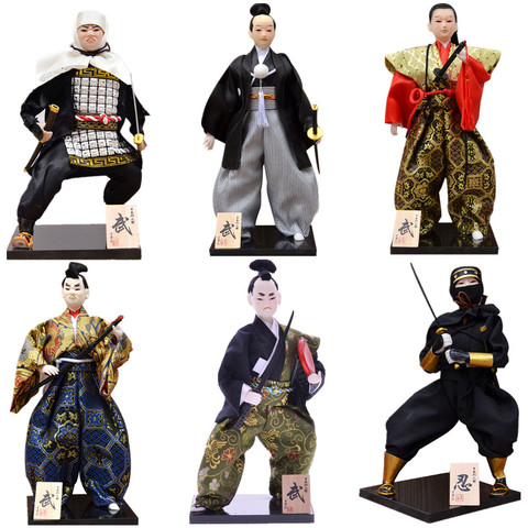 MYBLUE 30cm Kawaii Japanese Samurai With Katana Sword Ninja Sculpture  Japanese House Figurine Home Room Decoration Accessories ► Photo 1/6