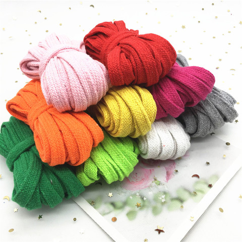 10mm Colorful Cotton Woven Rope Hollow Flat Twisted Cord Sportswear Belt Craft DIY Sewing Sash Rope Shoes Hat Decoration 5yards ► Photo 1/6