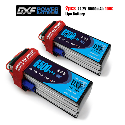 DXF 2PCS Lipo Battery 2S 3S 4S 6S 7.4V 11.1V 14.8V 22.2V 6500mah 100C  Toys & Hobbies For Helicopters RC Models Li-Polymer ► Photo 1/6