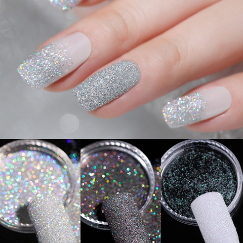 Gradient Shiny Nail Glitter Set Powder Laser Sparkly  Nail Art Chrome Pigment Silver DIY Nail Art Decoration Kit ► Photo 1/6