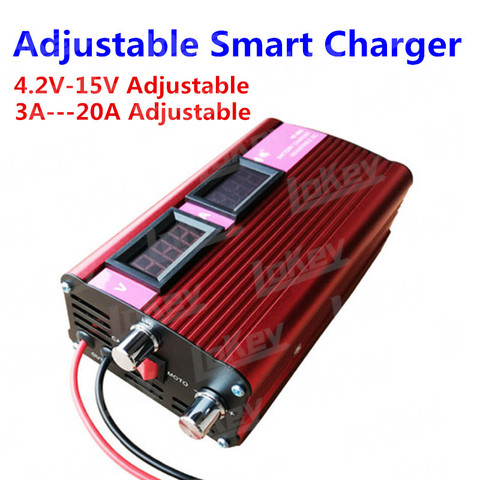 12V 20A adjustable Charger 3S 12.6V li-ion 4S 14.6V lifepo4 Smart Charger With LCD Display for lithium lipo lifepo4 LTO batterys ► Photo 1/6