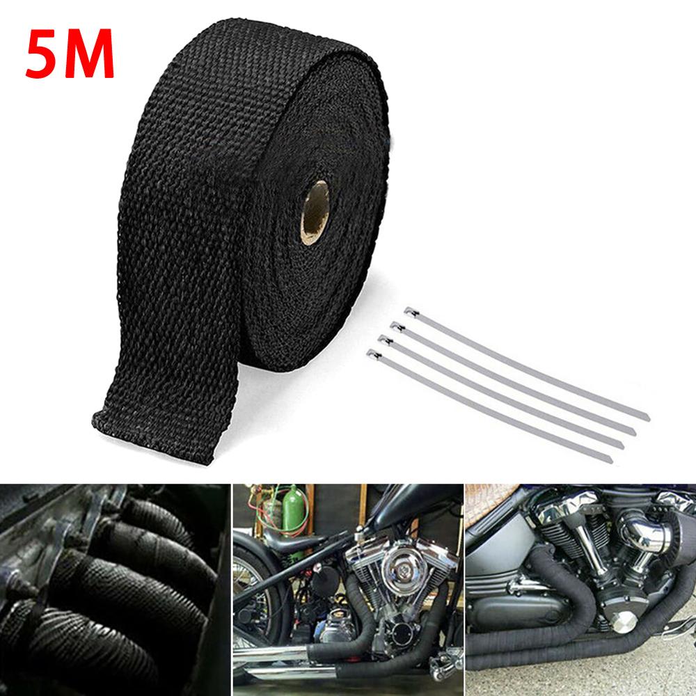 2 PACK BLACK FIBERGLASS EXHAUST PIPE HEADER WRAP TAPE TURBO THERMO INSULATION 