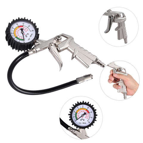 Tire inflator gun with gauge, tire inflator air gun, dial gauge, 0-220psi ► Photo 1/6