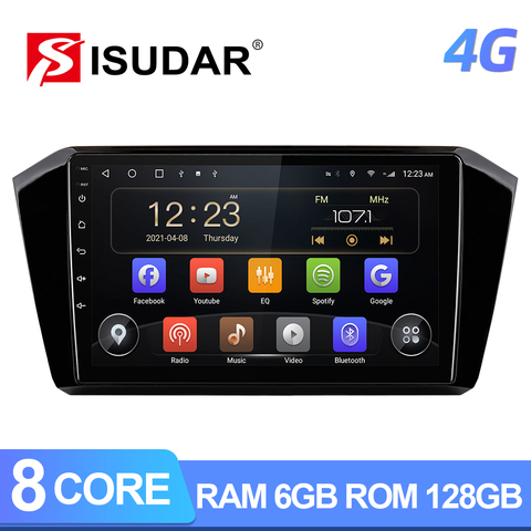 ISUDAR T72 QLED 4G Android Car Radio For VW/Volkswagen Passat B8 2015- GPS CANBUS Carplay Octa Core RAM 6GB ROM 128G DVR No 2din ► Photo 1/6