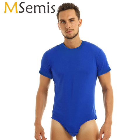 MSemis Men Adults Baby Roleplay Romper One Piece Lingerie Press Crotch T-shirt Bodysuit Short Sleeves Pajamas Underwear Costumes ► Photo 1/6