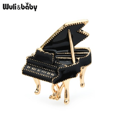 Wuli&baby Black Enamel Piano Brooches Women Alloy Instruments Music Party Casual Brooch Pins Gifts ► Photo 1/3