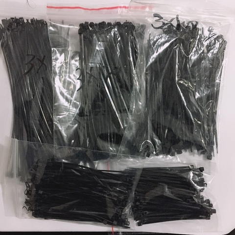 500pcs/lot 3x60 3x80 3x100 3x120 3x150 Combination Set  Self-Locking Plastic Nylon Wire Cable Zip Ties Black or White ► Photo 1/6