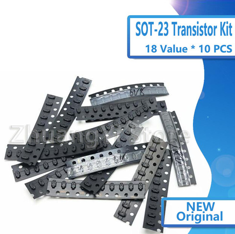 180PCS/Lot SOT-23 Transistor Kit Assorted Set S9012-S9014 BAV90 BAV70 MMBT5551 18 Kinds SMD Triode Kit SOT23 Transistor Set ► Photo 1/1