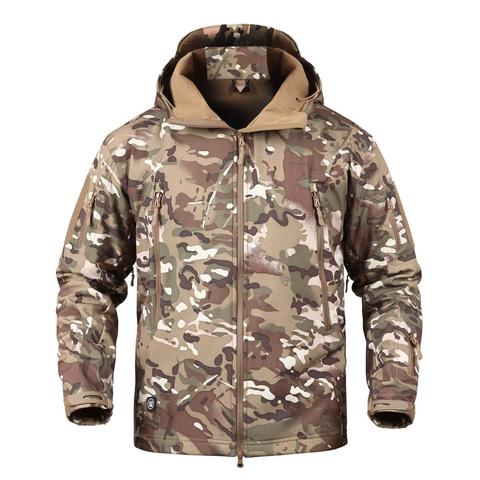 Mege Brand Camouflage Military Men Hooded Jacket, Sharkskin Softshell US Army Tactical Coat, Multicamo, Woodland, A-TACS, AT-FG ► Photo 1/6