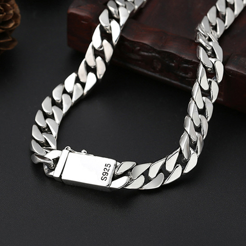 100% real 925 sterling silver jewelry personality simple popular Thai silver retro 8mm thick models men and women necklace ► Photo 1/6
