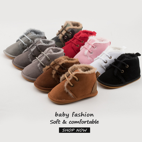 New Snow Baby Booties Shoes Baby Boy Girl Shoes Crib Shoes Winter Warm Cotton Anti-slip Sole Newborn Toddler First Walkers Shoes ► Photo 1/6