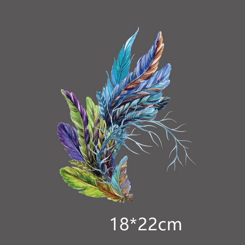 22x18cm New Feather Iron on Patches For DIY Heat Transfer Clothes T-shirt Thermal transfer stickers Decoration Printing ► Photo 1/3