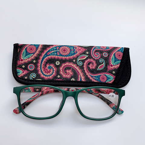 Womens Vintage Pocket Printed Reading Glasses with Pouch Spring Hinge Presbyopic Reading Glasses +1.0 1.5 2.0 2.5 3.0 3.5 4.0 ► Photo 1/6