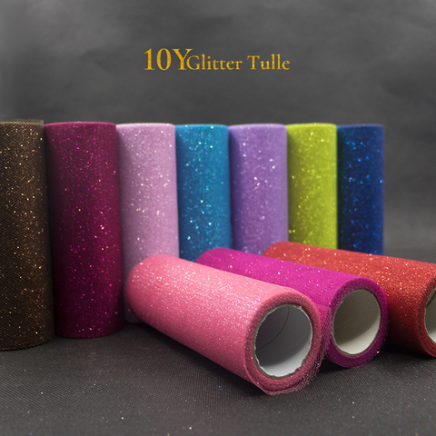 10Yards 15cm Glitter Tulle Rolls Sparkly Glitter Sequin Tulle Mesh Baby Shower Tutu Skirt Organza Table Runner Wedding Decor ► Photo 1/6