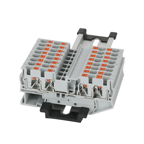 Din Rail Terminal Block 10Pcs PT4-QUATTRO 4 Conductor Push In Spring Screwless Feed Through Terminal Strips Block Wire Conductor ► Photo 1/6