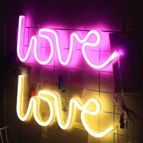 LOVE LED Neon Light Sign for Room Wedding Party Bar Decoration Neon Lamp Valentines Day Bedroom Home Decor Night Lamp Gift ► Photo 1/6