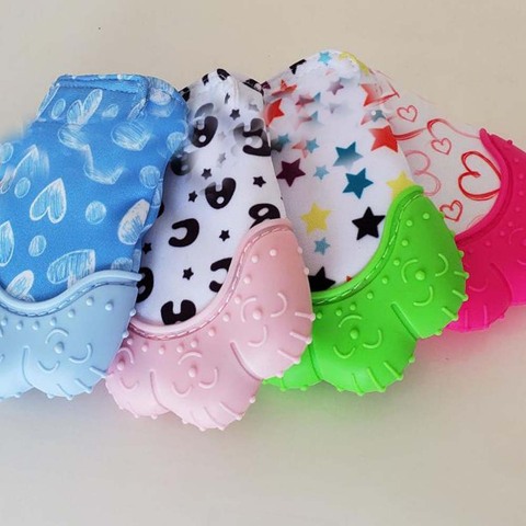 Baby Teether Heart Star Print Silicone Mitten Gloves Kids Children Baby Teethers Anti-eating Hand Teething Mitten Baby Care ► Photo 1/5