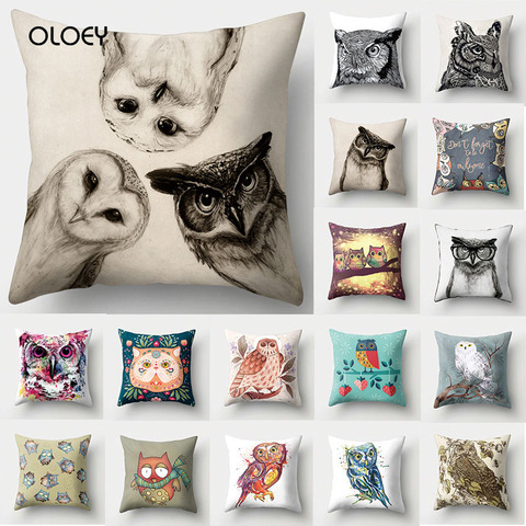 Owl Pattern Polyester Throw Pillow Living Room Pillow Case Car Home Decorative Bed Decoration Pillow Case Soft and Comfortable . ► Photo 1/6