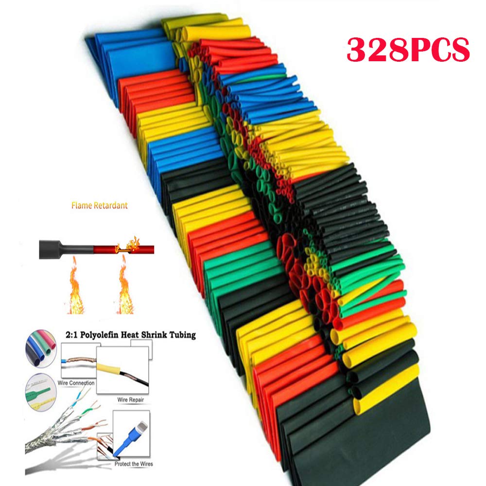 328x 8 Sizes Assorted Polyolefin 2:1 Heat Shrink Tubing Tube Wrap Sleeving Kits