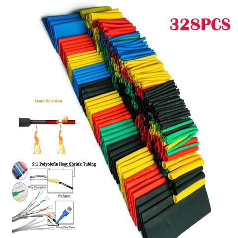 328 Pcs Heat Shrink Tubing 5 Colors 8 Sizes Assorted Tube Wrap Sleeve Set Combo ► Photo 1/6