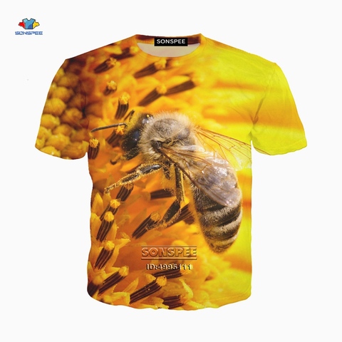 Casual Tops Tee Honey Bee Hip Hop Style 3D womens/mens Short Sleeve T-Shirt