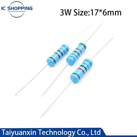 20PCS 3W Metal Film Resistor 1% Five-color Ring Power Resistor 0.1~1M 2 4.7 10R 47 100 220 360 470 1K 2.2K 10K 22K 4.7K 100K Ohn ► Photo 1/3