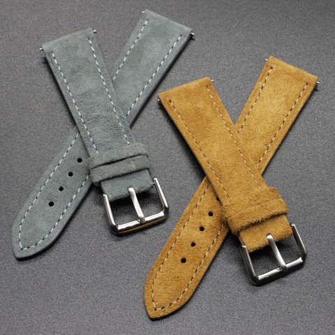 Suede Watch Strap 18 19 20 21 22mm Watchband Tan Blue Brown Chammy Leather Replacement Watch Accessories Comfortable To Wear #D ► Photo 1/6