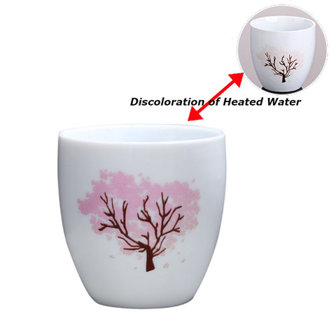 Creative Japanese Magic Sakura Teacup Hot Cold Temperature Discoloration Color Changing Tea Cup Flower Ceramic Kung Fu Tea Set ► Photo 1/6